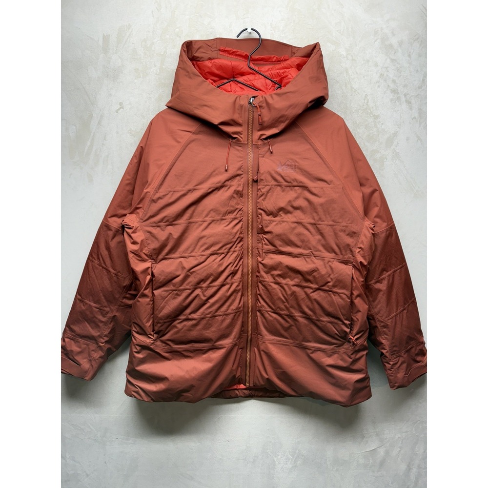 REI Puffer Jacket Women's XL Down Insulated Stormhenge Coat Full Zip Hooded Hike